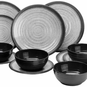 Flamefield Break-Resistant Granite Grey Dinner Set