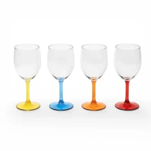 Flamefield Wine Glass Party - (set of 4) With Colored Base